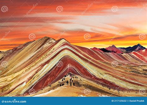 Rainbow Mountain Peruvian Andes Mountains Peru Sunset Stock Photo ...