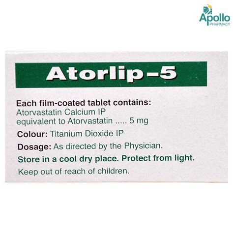Atorlip-5 Tablet 10's Price, Uses, Side Effects, Composition - Apollo ...