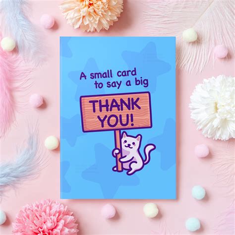 Cute Thank You Card | A Small Card to Say a Big Thank You! | Funny Cat ...