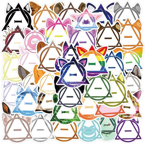 50PCS Therian Stickers Cute Cartoon DIY Positive Beast sub Outline ...