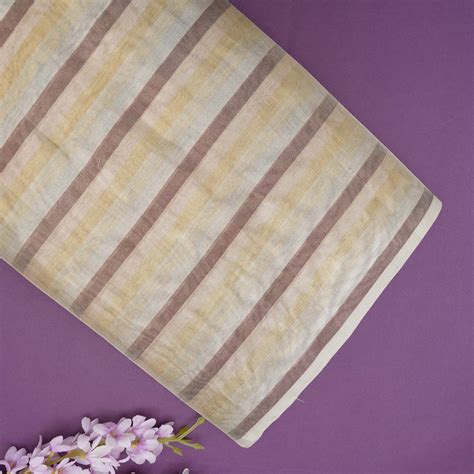 Pastel Terracotta Colours Horizontal Striped Tissue Fabric
