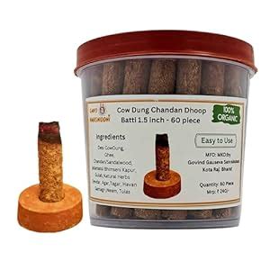GAVO HARSHIDDHI Desi Cow Dung Natural Dhoop Batti Made by Guggal ...