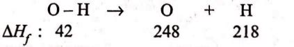 The enthalpies of formation of OH (g), H (g) and O (g) are 42,218 and ...