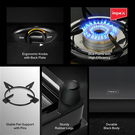 Impex Aspira Ador 2B Glasstop Gas Stove | 2 Brass Burners, Toughened G ...