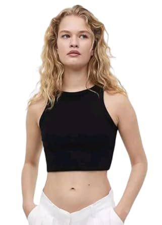 Vruta Fashion Pack of 2 Slim Fit Crop Tops (XS) Black : Amazon.in ...