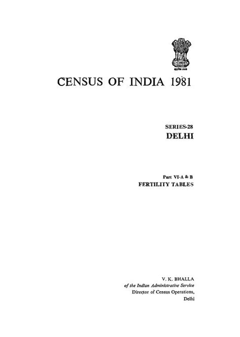 India - Fertility Tables, Part VI-A & B, Series-28, Delhi - Census 1981