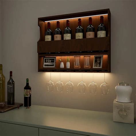 Exquisite Backlit MDF Bar Shelf / Mini Bar Cabinet in Walnut Finish ...