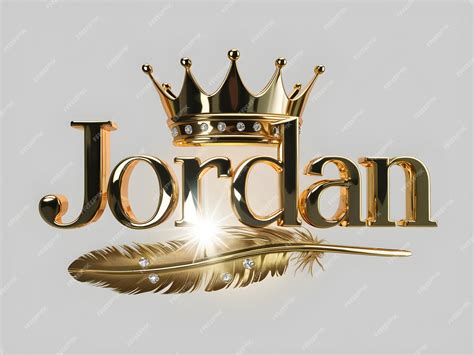 Nome Jordan Logo Design Nome Jordan em fonte elegante Coroa de ouro com pena Formato vetorial ...