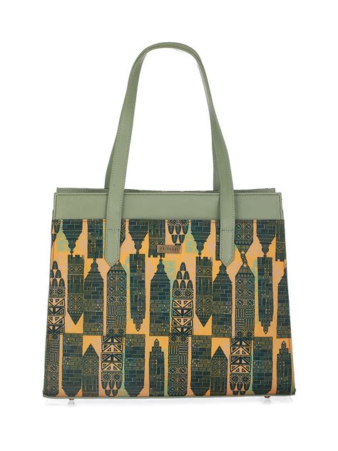 Vintage High Green & Yellow Printed Tote Bag – Priyaasi