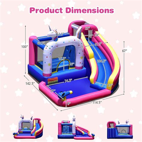 Buy Unicorn Theme Inflatable Water Slide Kids Bounce Castle Bounce ...