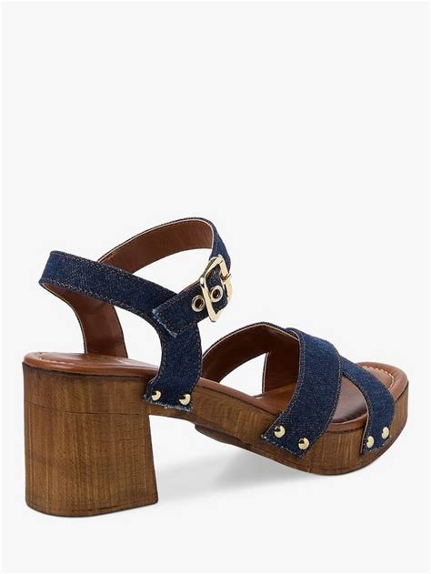 Dune Judies Denim Block Heel Sandals, Navy