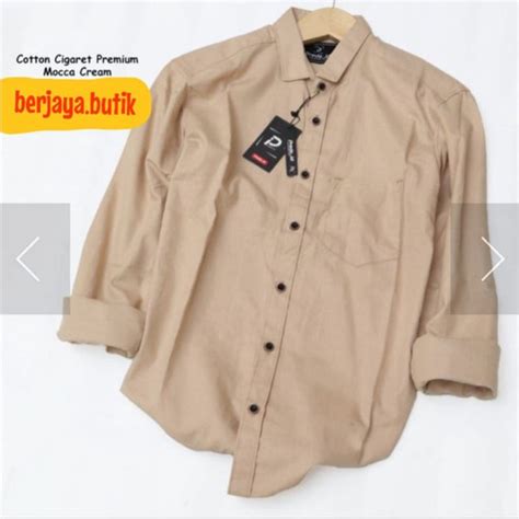 Jual kemeja polos pria lengan panjang COKLAT cream Mocca putih hitam ...