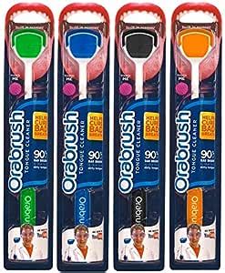 Orabrush Family Pack Tongue Cleaner - Pack of 4 (Green, Blue, Black and ...