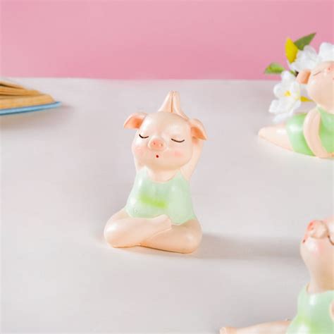 Piggy Miniature Decor Yoga Showpiece Set Of 6 Online - Premium Decor ...