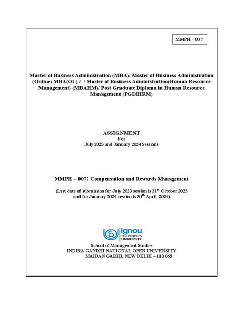 MMPH-007: Assignment on Compensation and Rewards Management - Studocu