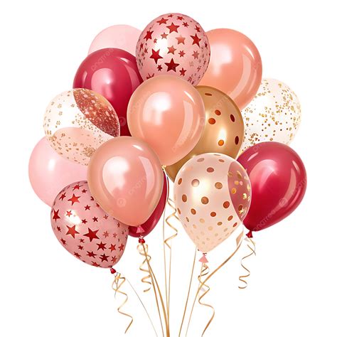 A Festive Bouquet Of Rose Gold And Red Balloons With Confetti, Balloons ...