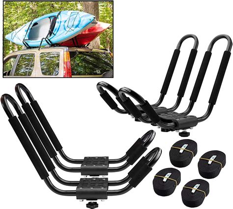 Uyoyous 4 Pack Universal Kayak Canoe Top Mount Carrier Load ...