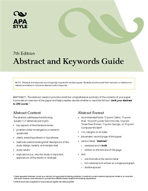 APA abstract-keywords-guide - 7th Edition Abstract and Keywords Guide N ...