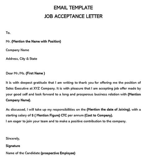 Offer Letter Acceptance Email 的图像结果
