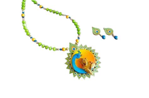 Ganesha with Peacock Polymer Clay Jewellery Set – Fashionous