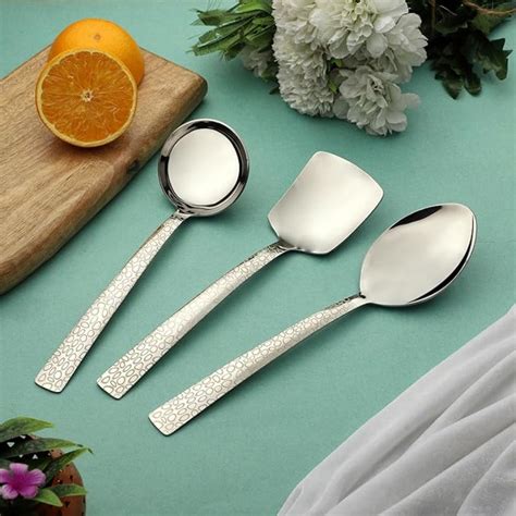 Buy FnS Pebble Laser Engraved Serving Spoon Set – 3 Pcs