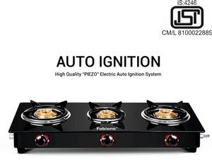 Fabiano 3 Burner ISI Certified, LPG To PNG Convertible With Brass ...