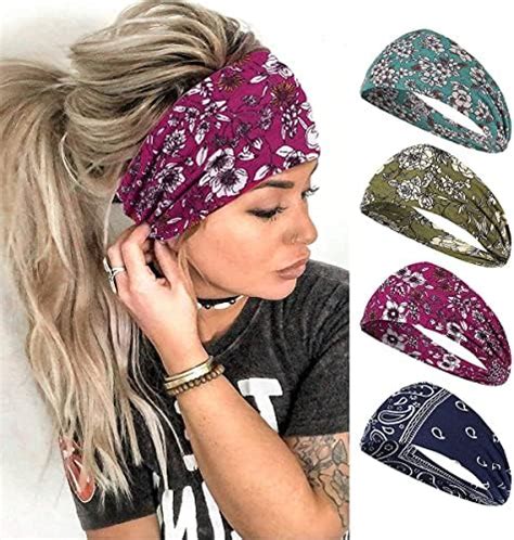 Proberos® Wide Headbands for Women, Boho Bandeau Head Bands, Workout ...