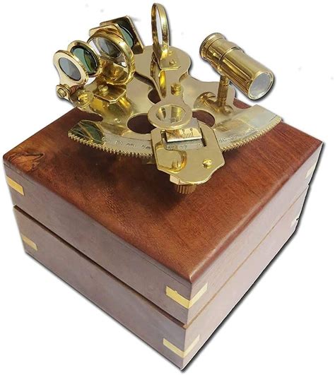 Buy Nautical 4" Captain Brass Sextant with Hardwood Wooden Box Online ...