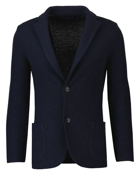Gran Sasso Mens Waffle Knit Blazer Jacket Navy