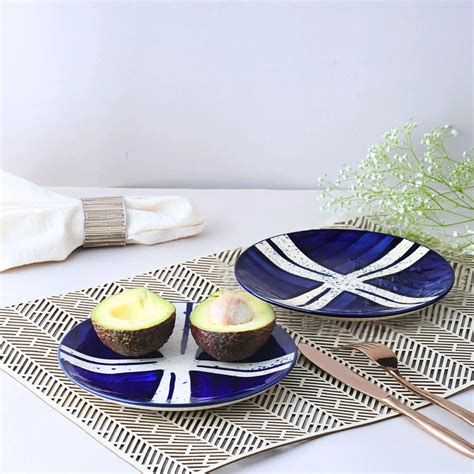 Blue Splash Premium Ceramic Quarter Plates Set of 6 |BlackCarrot