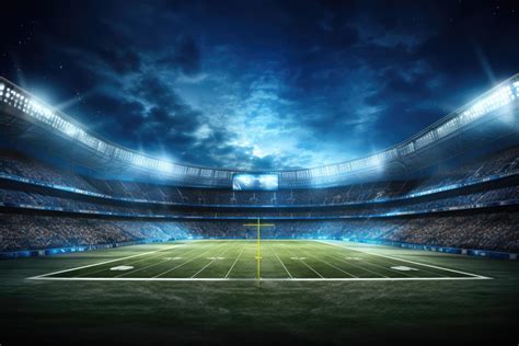 AI generated Football stadium at night with green field and lights. 3D ...