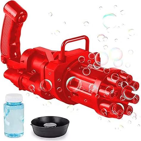 Electric Gatling Bubble Gun for Kids with Soap Solution Indoor and ...