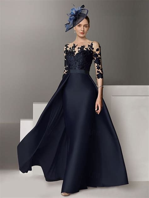 TS A-Line Evening Gown Elegant Dress Wedding Guest Sweep / Brush Train ...