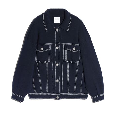 Denim oversized cashmere and cotton jacket – Barrie.com