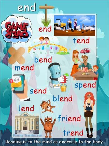 end Words - FREE Printable Word Ending Poster - Great for Word Walls