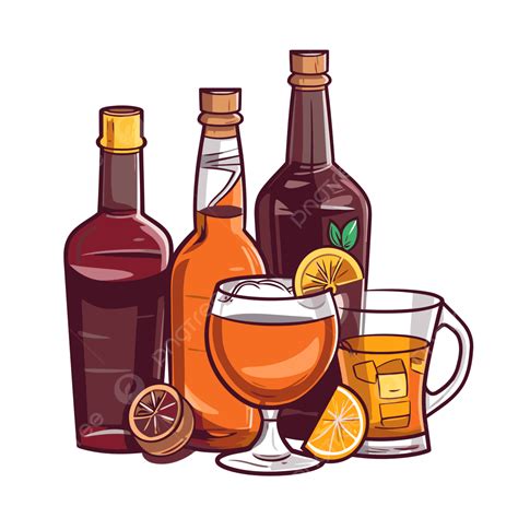 Alcohol Clipart Four Bottles Of Liquor And Alcoholic Beverage In A Line ...