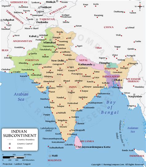Indian Subcontinent Physical Geography Map