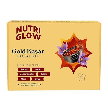 NutriGlow Gold Kesar Facial Kit for Glowing Skin, 6-Step Facial Kit for ...