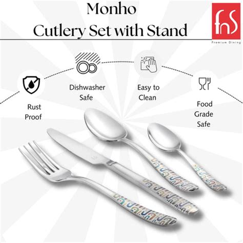 Monho Stainless Steel Cutlery Set 24 Pcs with Stand | FnS