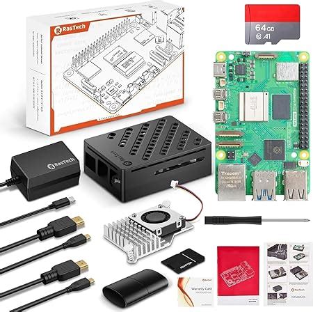 RasTech Raspberry Pi 5 16GB Kit 64GB Edition with Active Cooler,27W 5 ...
