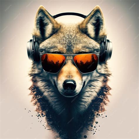 Premium Photo | Wolf in headphones and sunglasses on a white background ...