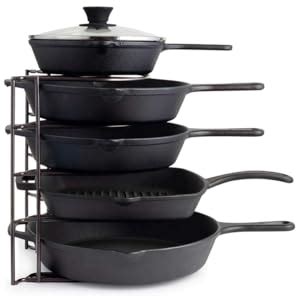 Pan Organizer, Extra Large 5 Tier Shelf - Holds Cast Iron Skillets ...