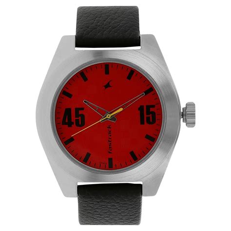Buy Online Fastrack Checkmate Quartz Analog Red Dial Leather Strap ...