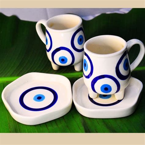 Buy YUGO My Moo Cup & Saucer Set of 2|Handmade Ceramic Mug & Saucer Set ...