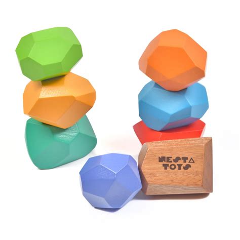 Buy NESTA TOYS - Wooden Balancing Stones | Rainbow Stacking Toy for ...