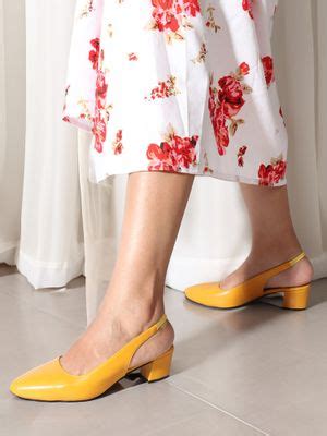 Buy ELLE Yellow Pointed Toe Party Wear Pumps Online