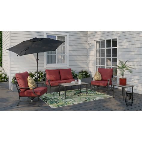 allen + roth Thomas Lake 2 -Piece Patio Conversation Set with Red ...