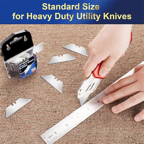 Utility Knife Blades, 50 Pack Box Cutter Blades, SK5 High Carbon Steel Utility Blades, Standard ...