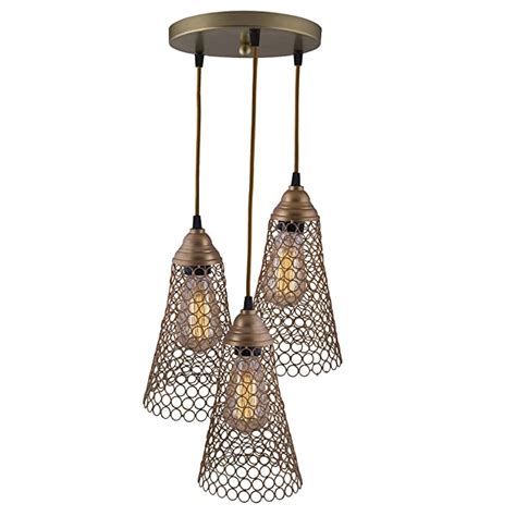 Buy Homesake® 3-Lights Round Cluster Chandelier Golden Cone Hanging ...