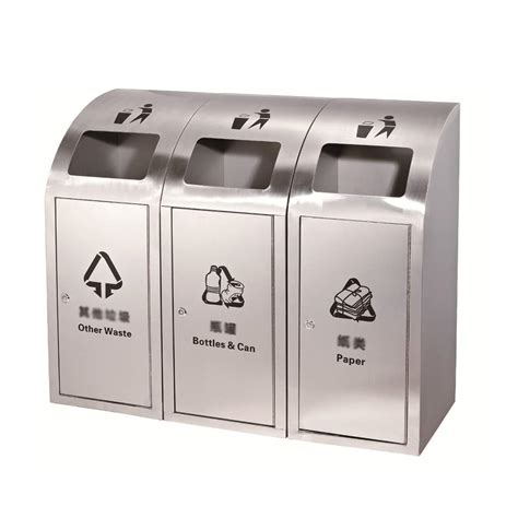 Buy Outdoor T Cans Bins Outdoor Recycle Box Bin Triple T Can with Inner ...
